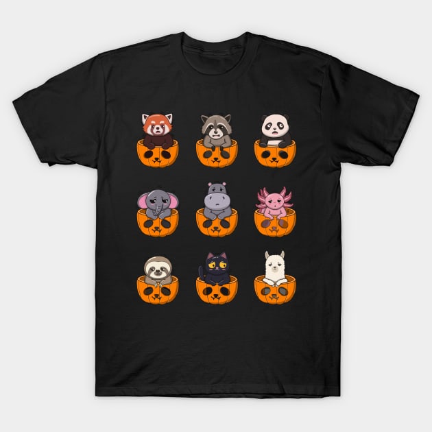 Cute Animals In Pumpkin Pack T-Shirt by Luna Illustration